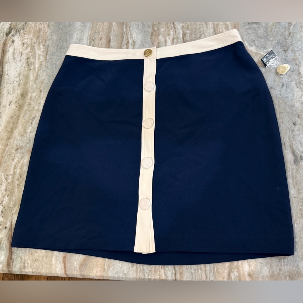 NWT Women’s LAUREN RALPH LAUREN Button front two tone pencil skirt- Size 14 - Picture 4 of 9